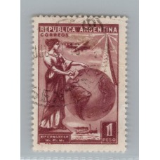 ARGENTINA 1939 GJ 828b ESTAMPILLA CON VARIEDAD CATALOGADA U$ 20